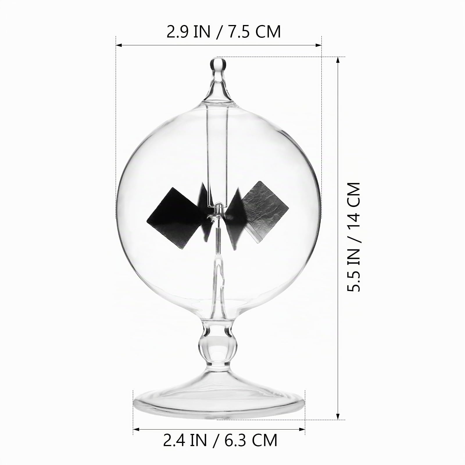 iplusmile Crookes Radiomètre à énergie solaire en verre radiomètre solaire Power verre moulin à vent à vent Crookes Spinning Verre moulin à vent pour la décoration du