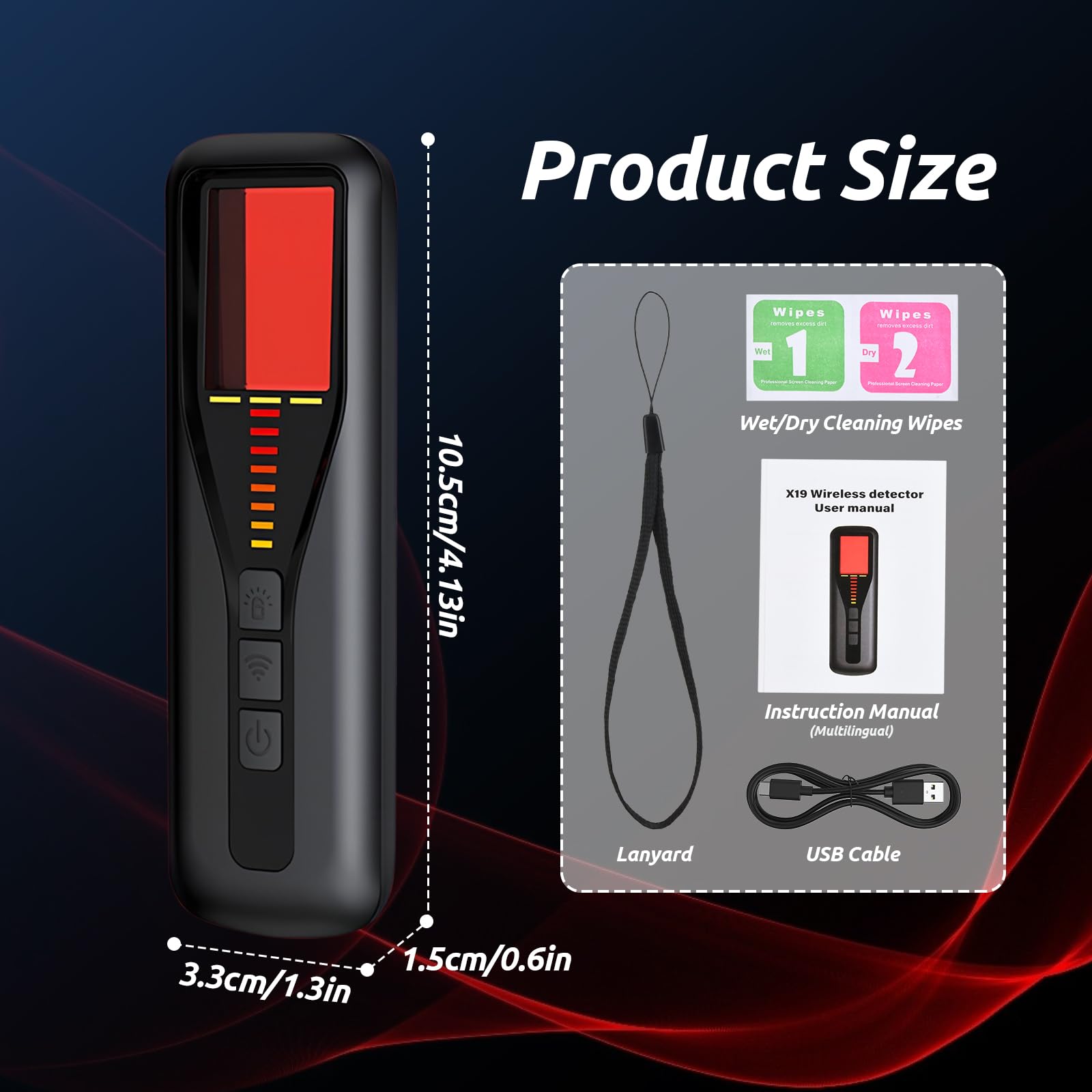 Détecteur De Caméras Cachées Et Micros Espions - 6 Fonctions, Détection RF Et Infrarouge, Portable, Rechargeable USB-C