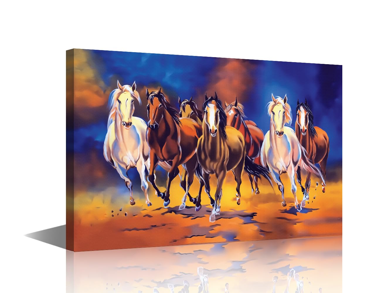Canvas Wall Art Galloping Horses Prints 1 Panel Vintage Oil Painting Background Wall Art Abstract Painting Modern Home Decor Artwork Wall Decor for Living Room Posters Framed Ready to Hang 18x12 in โ image 1