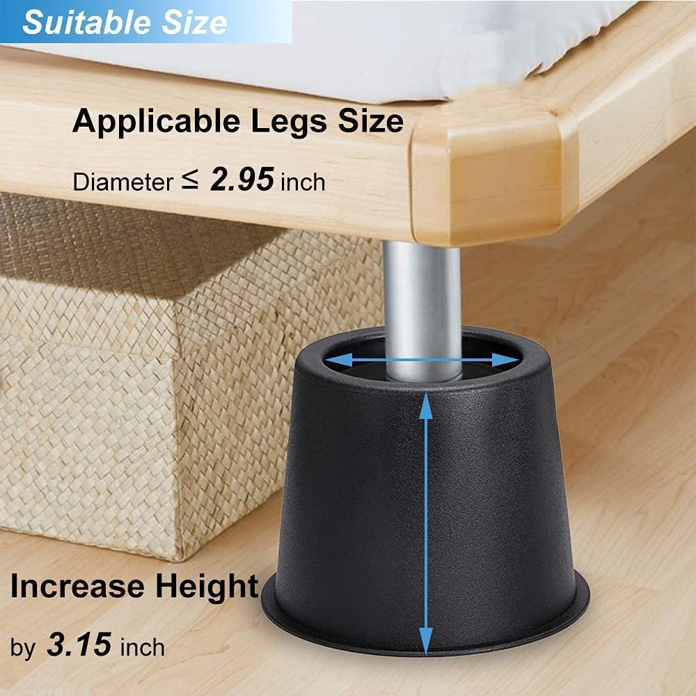 6er Set Möbelerhöhungen – 7,6 Cm Hoch, Rutschfeste Kunststoff-Pads | Für Bett, Sofa, Tisch | Mehr Stauraum & Einfachere Reinigung