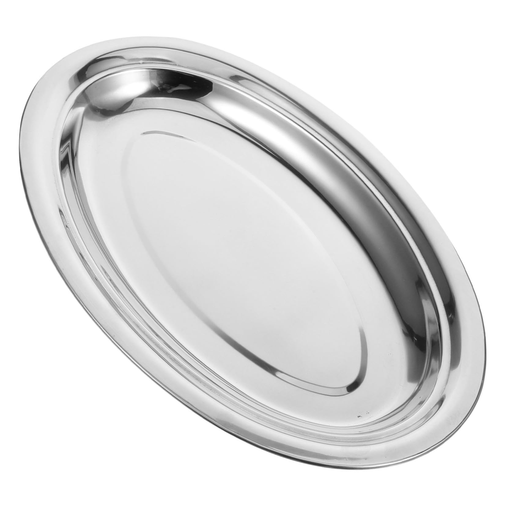 FUNOMOCYA Dinner Plate Stainless Steel Plate 35cm Round Heat-resistant Child-safe Dishwasher Safe Lightweight for Camping Outdoor