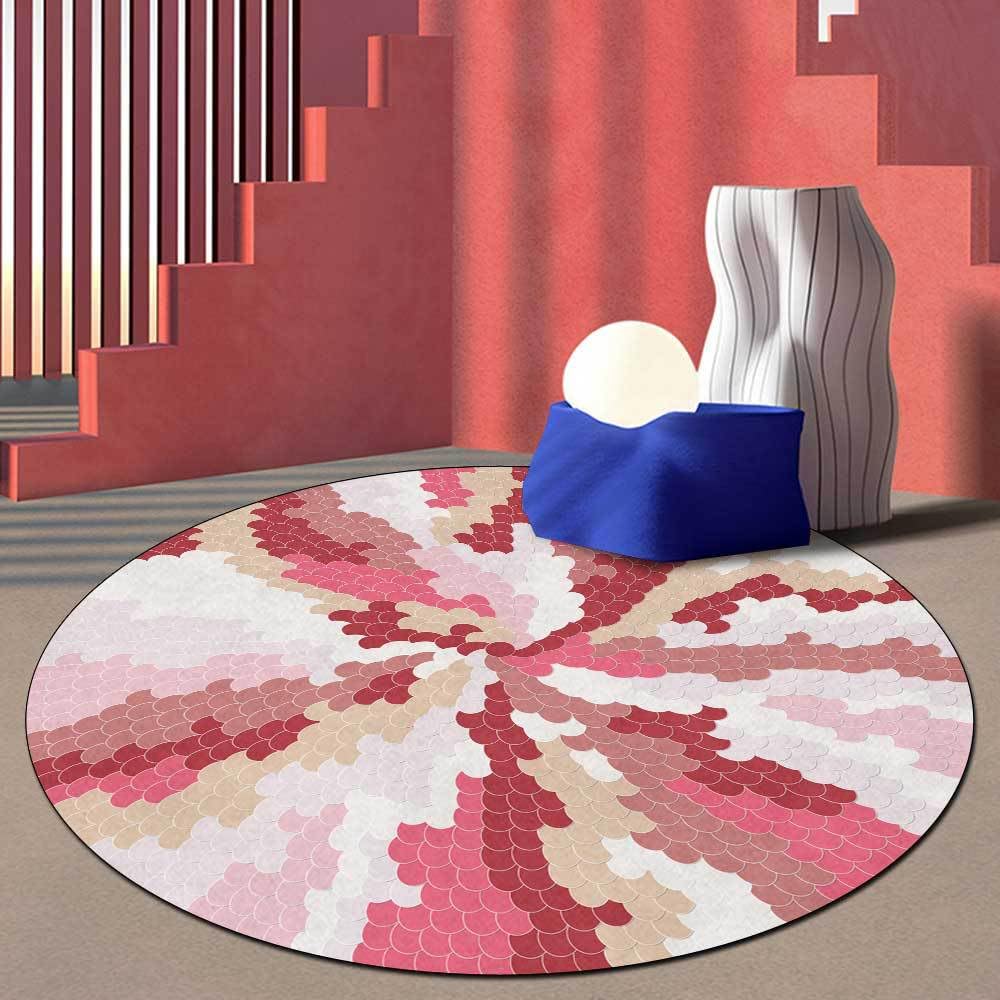 Tapis rond abstrait rouge Ø 170 cm anti-glisse pour sécuriser la salle à manger