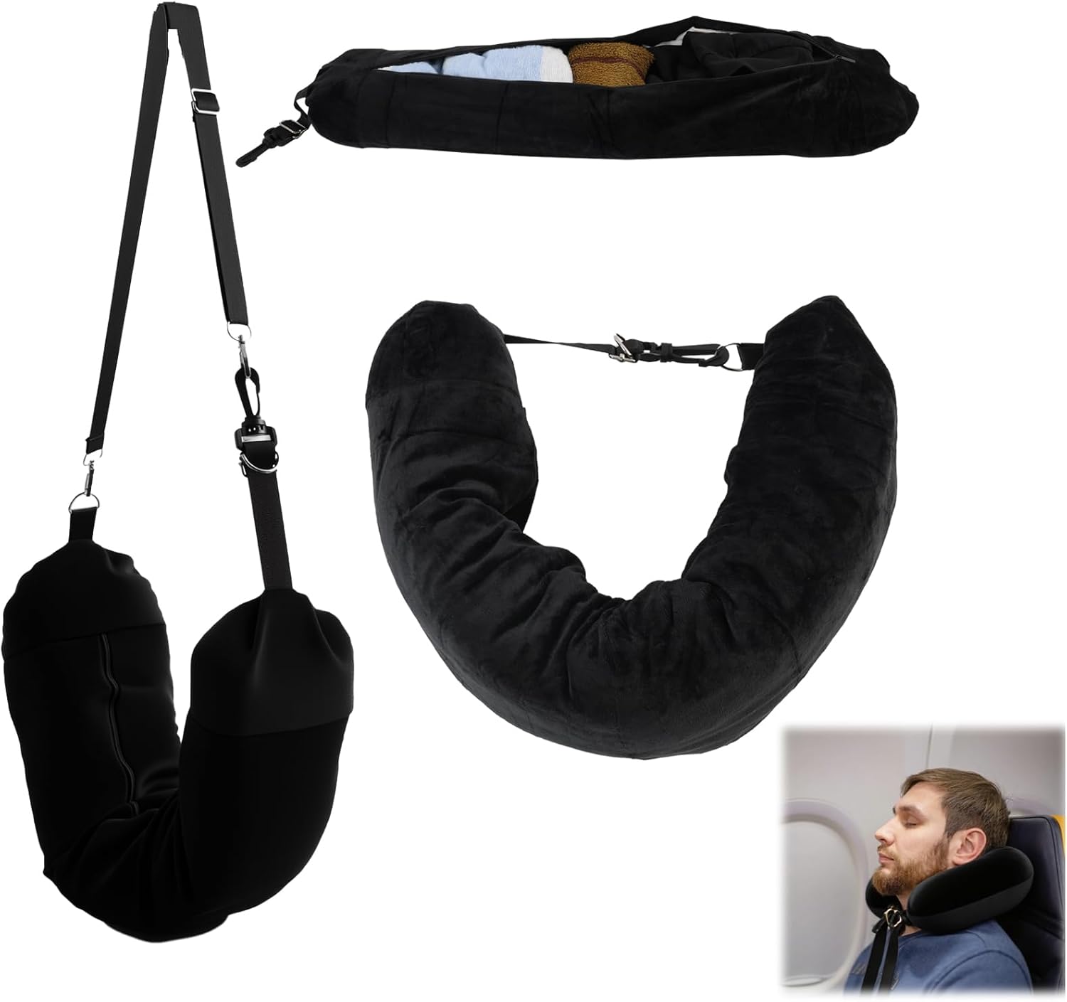 Stuffable Neck Pillow for Travel – 80 x 18.5 cm Plush Travel Pillow with Adjustable Straps – Space-Saving Stuffable Travel Pillow for Clothes and Essentials – Perfect for Long Journeys, Flights, and C Stuffable Neck Pillow for Travel – 80 x 18.5 cm Plush Travel Pillow with Adjustable Straps – Space-Saving Stuffable Travel Pillow for Clothes and Essentials – Perfect for Long Journeys, Flights, and C