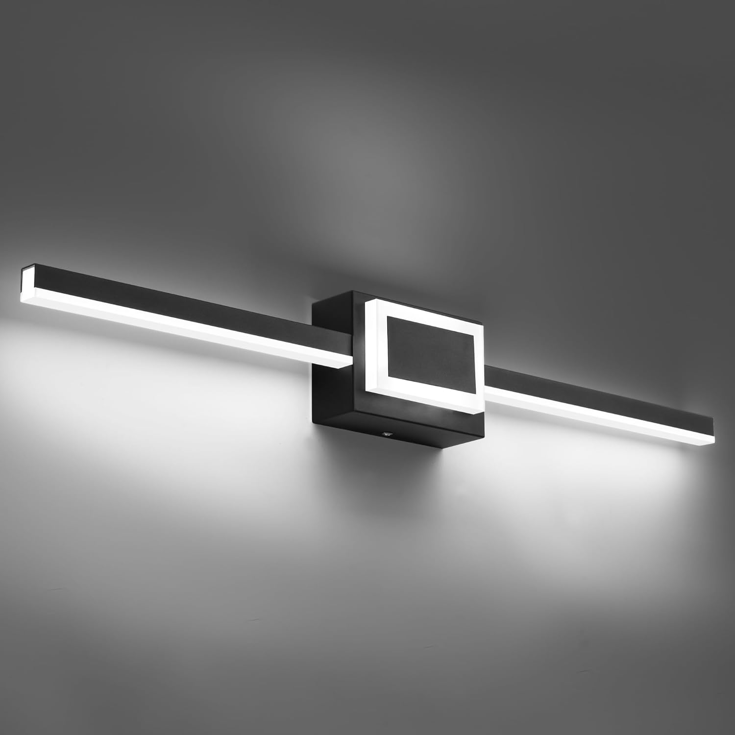 zuzito 32in bathroom vanity light modern black led 20w lighting fixtures wall mount dimmable, 6000k cool white black 32in-dimmable