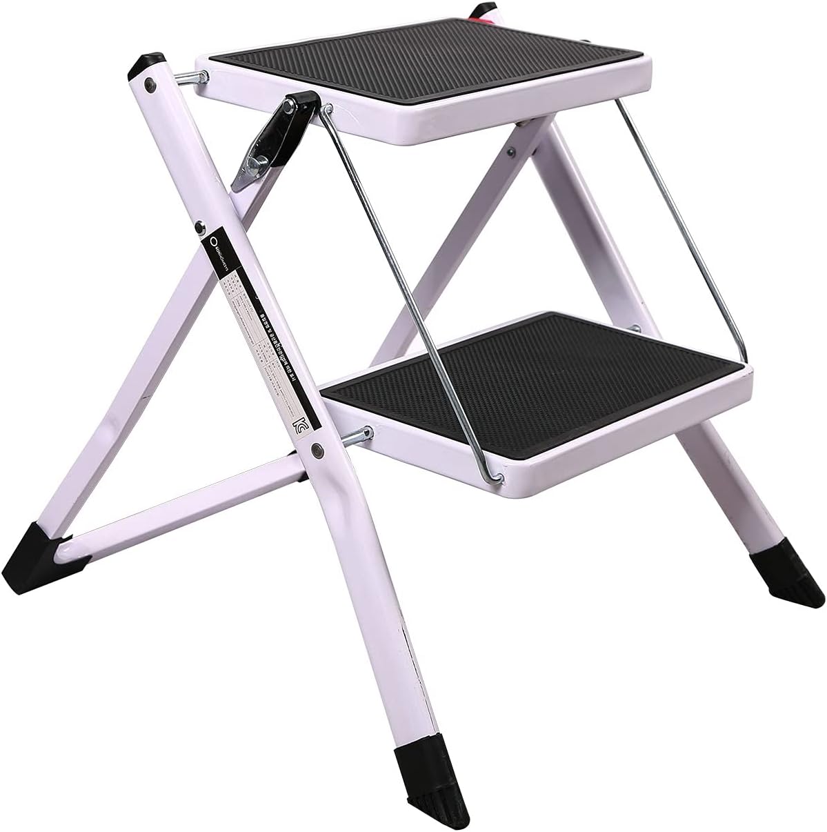 Varbucamp Step Ladder 2 Step Folding for Kitchen, Lightweight Portable Step Ladder with Sturdy Wide Pedal for Adults & Kids,White