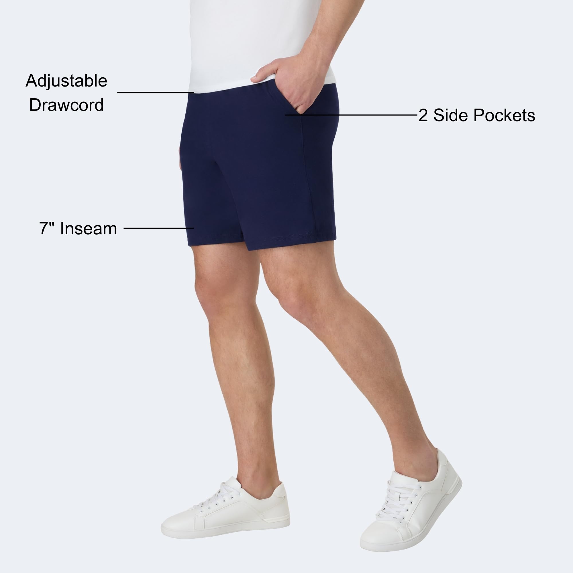 Hanes - Originals - Pantaloncini da Palestra in Cotone con Tasche, 17,8 Cm, Pantaloncini Uomo