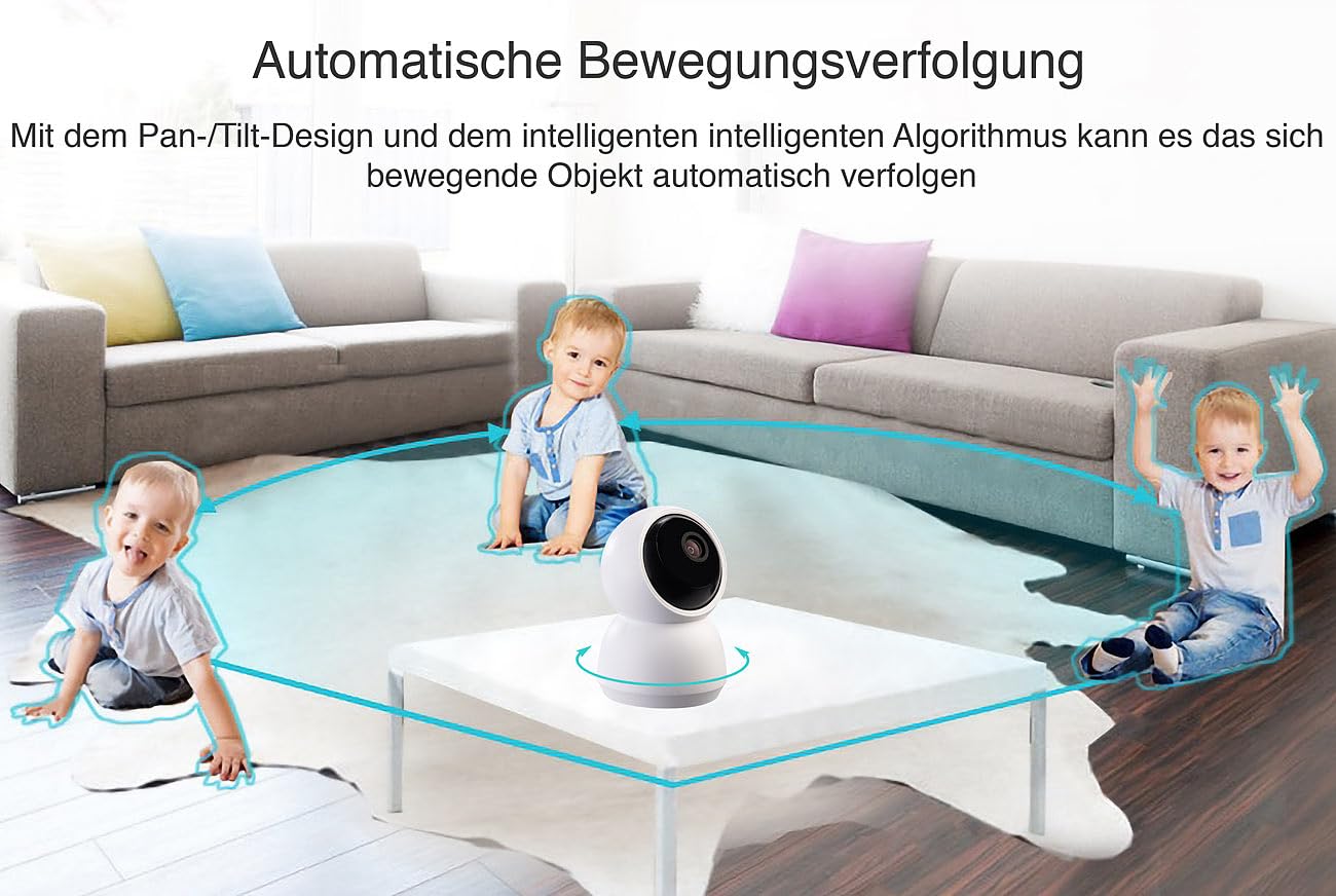 7links Telecamera di sorveglianza WiFi interno 4K UHD Pan Tilt con visione notturna IR e app ELESION