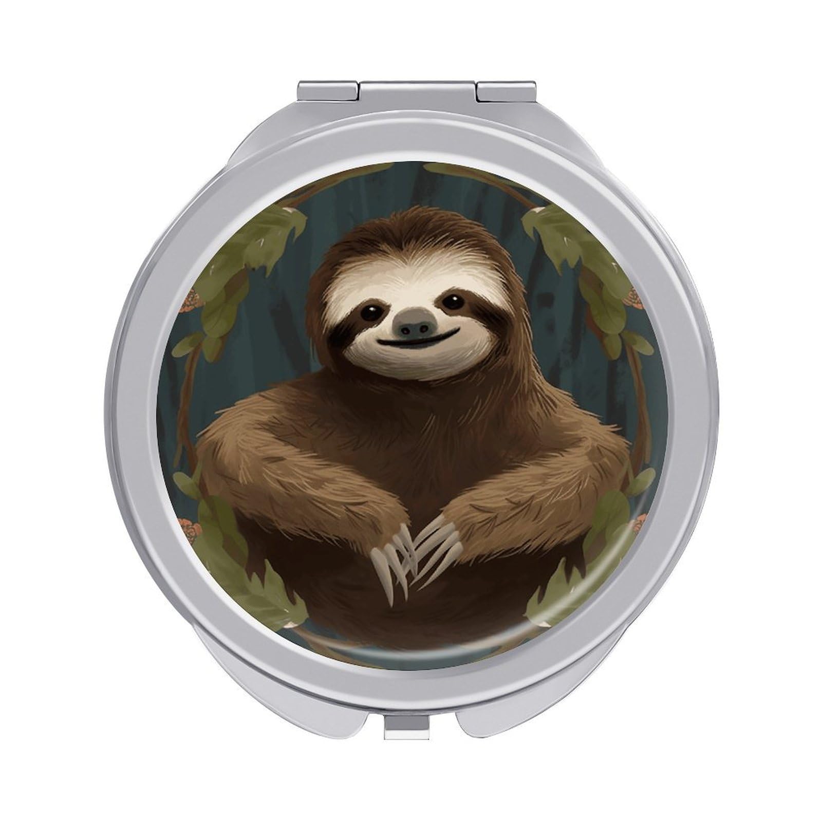 FekiLoot Sloth Makeup Mirror Compact Round Travel Makeup Mirror Portable Folding Handheld Pocket Mirrors for Handbag and Purses Gift Mini Mirrors
