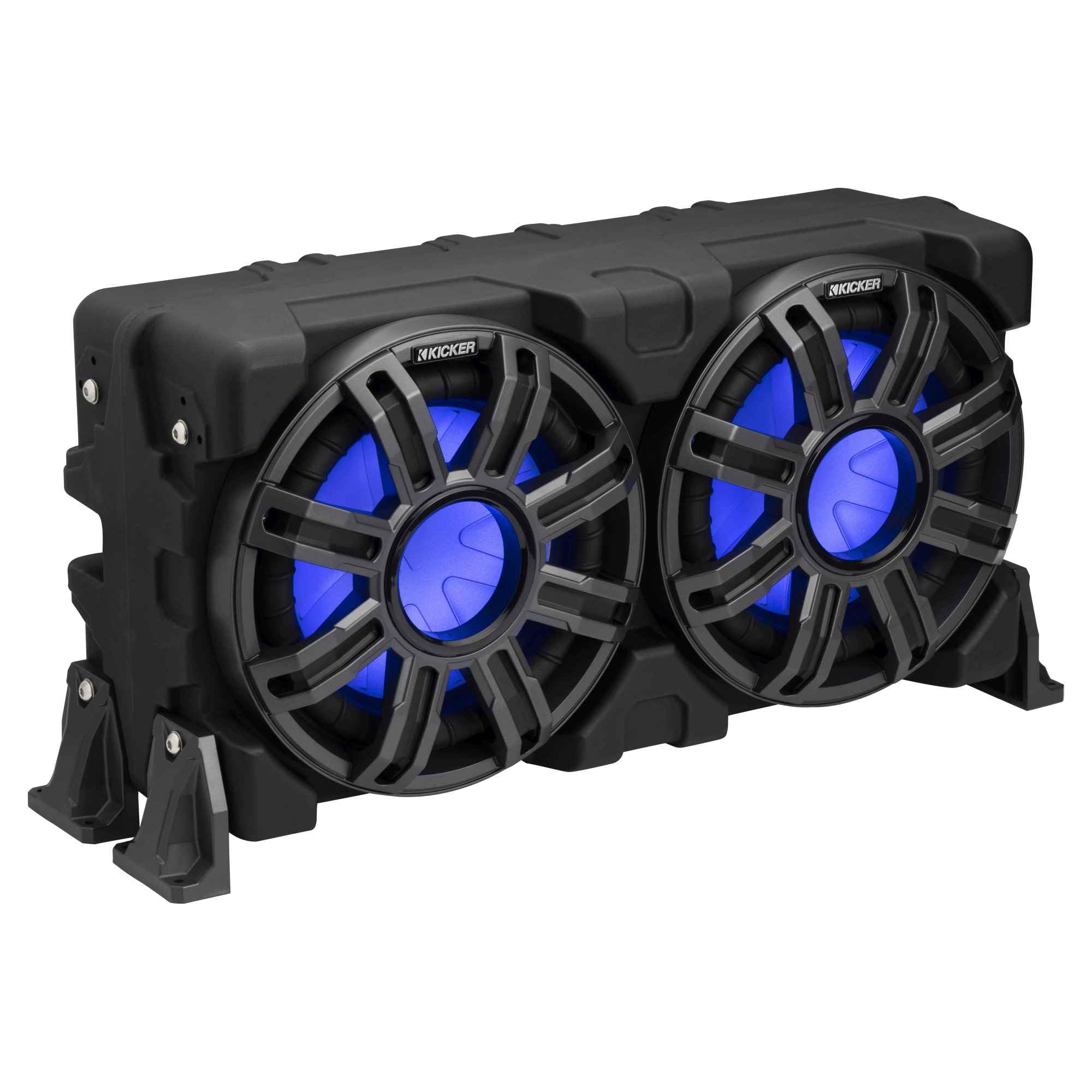 Kicker (2) 51MWLE104 - MWE 10-Inch Loaded Premium Marine Sub Encl w/Passive Radiator 4ohm & 48KMA6004 Marine Amp Bundle (Includes LED Remote)