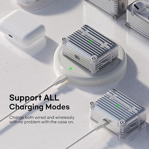 Miniatura 5 de MIAK Funda para AirPods Pro 2/1, lista para carga inalámbrica, carcasa dura a prueba de golpes, elegante diseño de viaje con calcomanías y