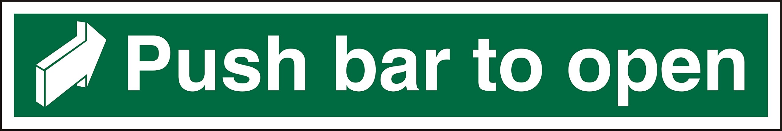 Seco Push Bar to Open - Arrow Pointing Right Sign, 600mm x 100mm - Self Adhesive Vinyl