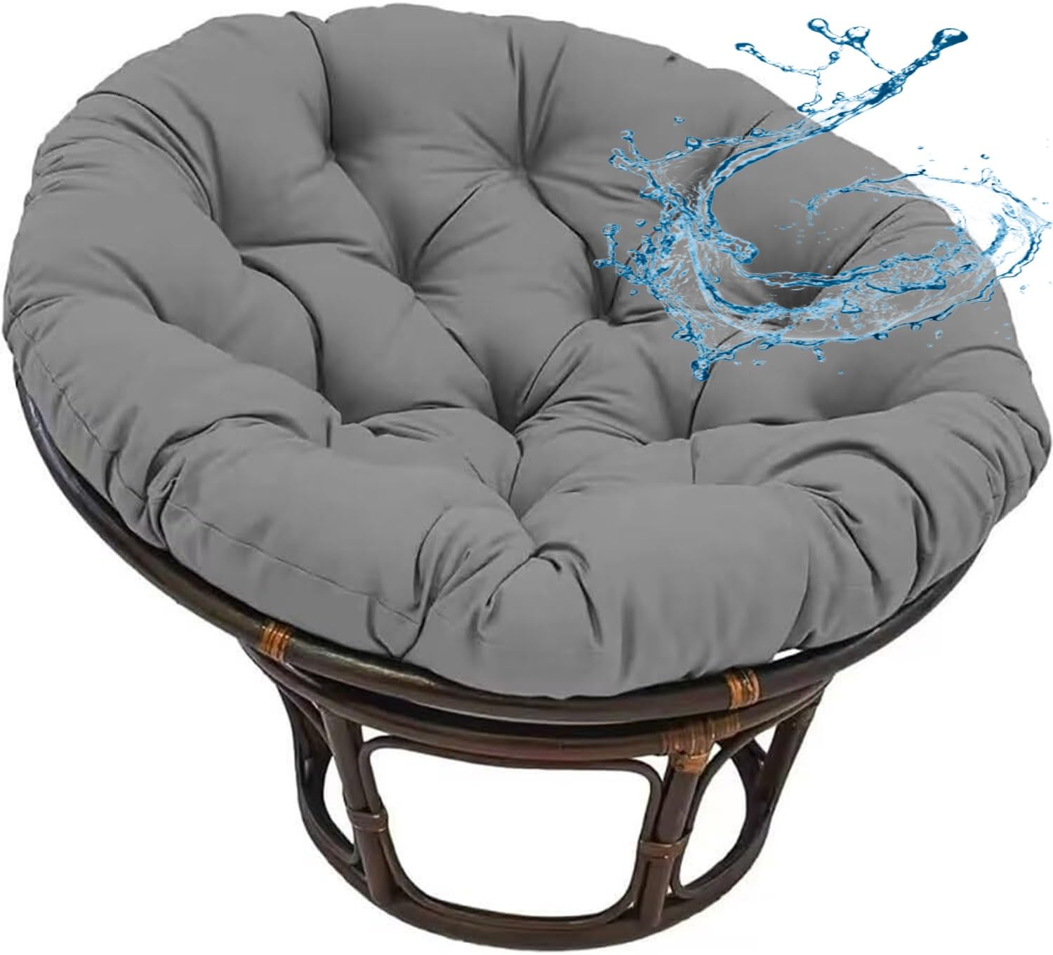 Coussin pour Fauteuil Papasan,Rond,Résistant Aux UV, Imperméable, Extérieur/Intérieur - Grand Coussin De Sol pour Meubles De Jardin Chaise De Balcon(Dark Grey,160cm)