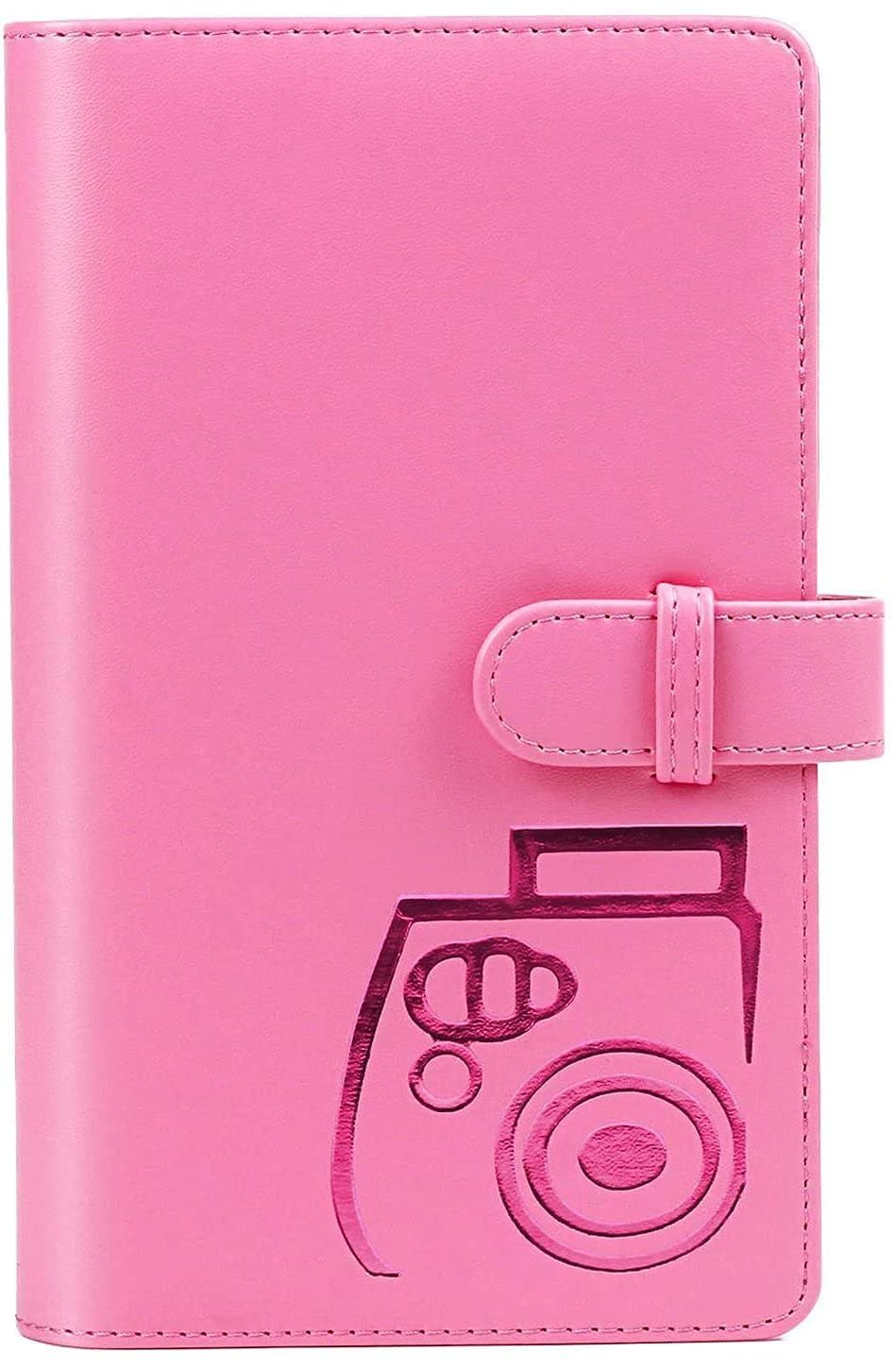 FotoCart 96 Pockets Mini Film Photo Album PU Leather Cover for Fujifilm Instax Mini LiPlay 11 9 8 7s 70 90 Link Instant Camera 3 Inch Polaroid Picture Name Card Holder (Flamingo Pink, 96 PU Photo Album)