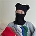 Fall Winter Balaclava Hat Full Face Mask Fashion Bear Ear Hat Solid Knit Skull Beanie Outdoor Warm Balaclava for Men Women (US, Alpha, One Size, Black)
