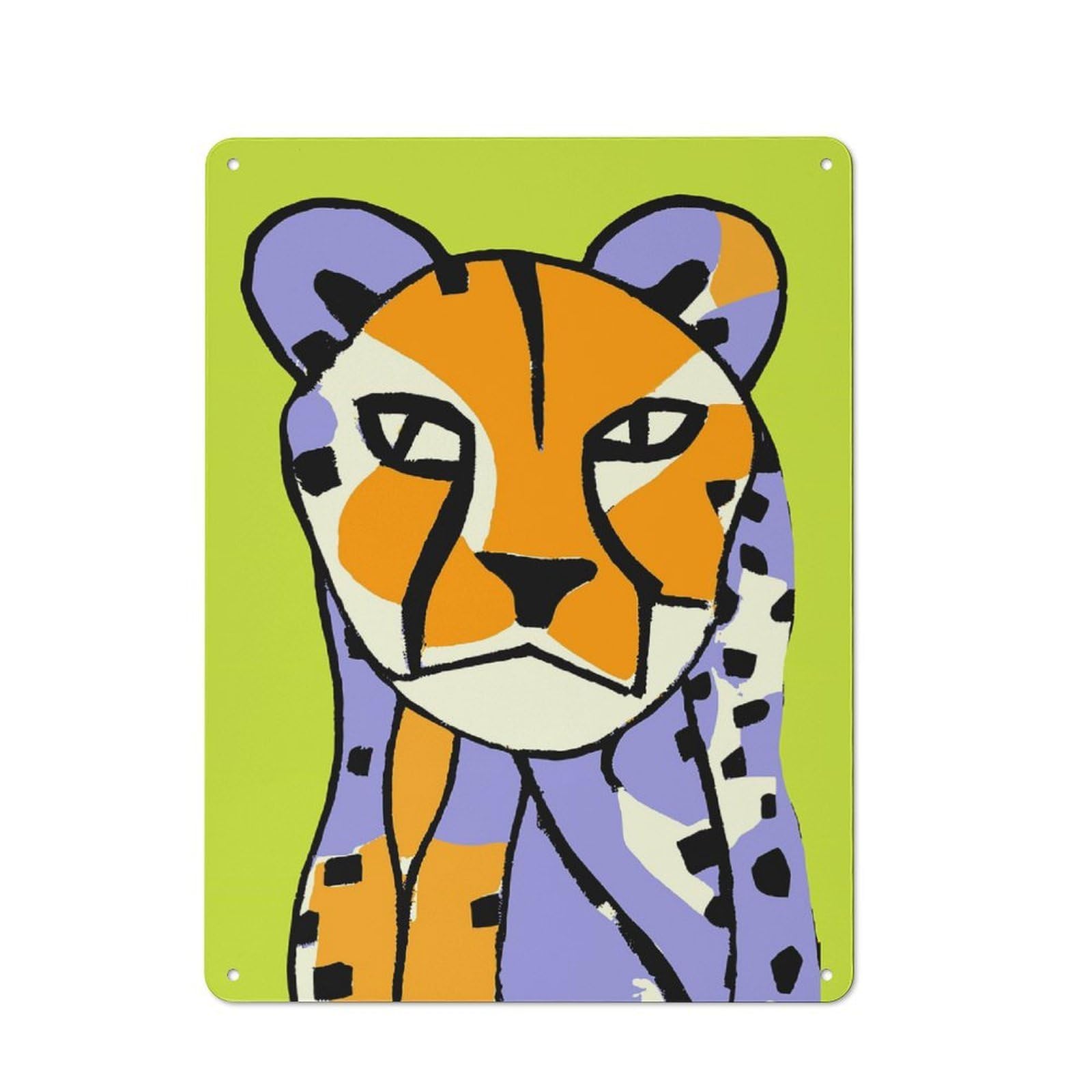 Junmoney Style-3 Funny Jungle Cheetah Retro Tin Wall Plaque 40X30cm For Guest Room Or Hallway, For Vintage Wall Decor Fans, For Themed Room Decoration