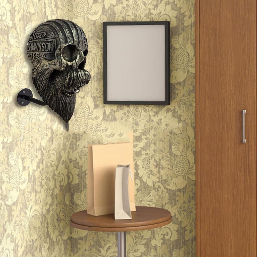 Porta Casco da Moto con Teschio, Porta Casco per Moto con Teschio, Multiuso Rimovibile Artigianato in Resina Supporto per Casco, Portacasco con Teschio wall Mount