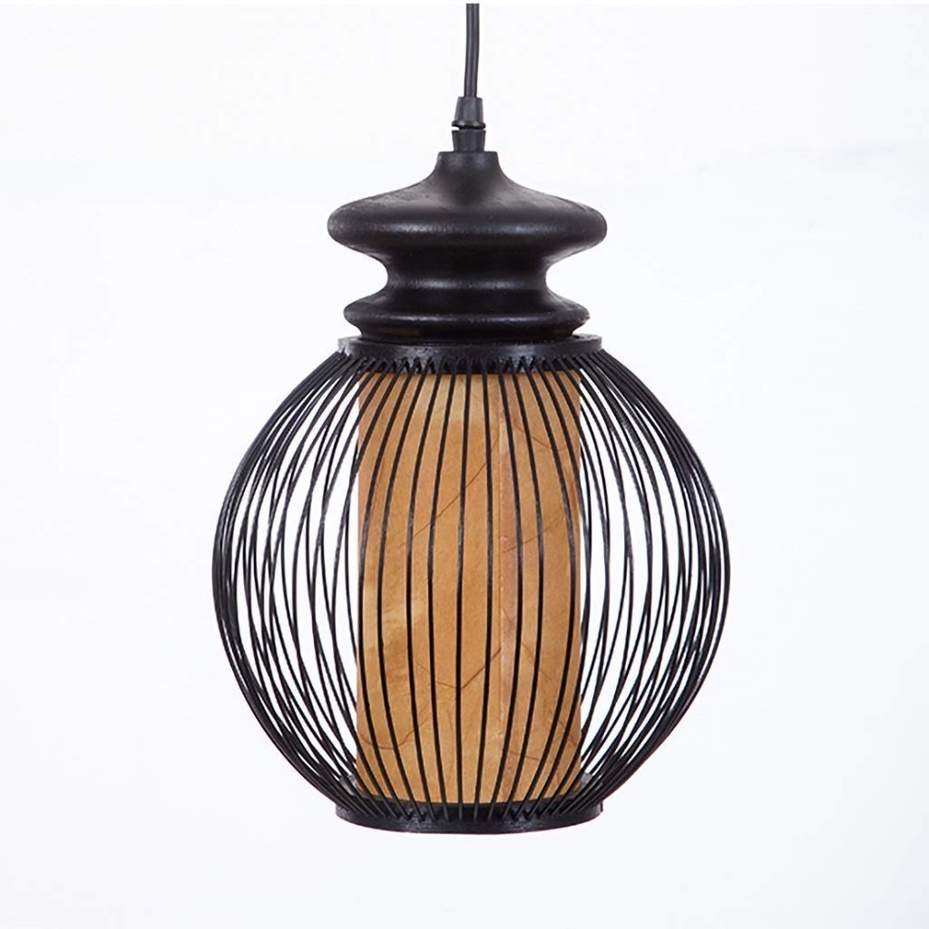 Lampe suspendue en bambou Ø23cm lustre bois naturel pour cuisine et îlot de maison