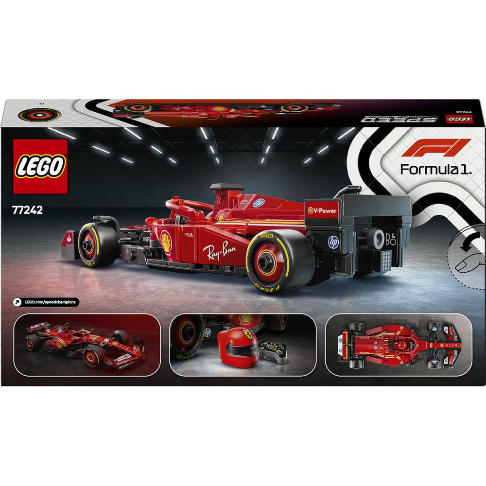 LEGO Speed Champions Bolid F1 Ferrari SF-24, Model Pojazdu, Zabawka dla Dziecka do Zbudowania, Zestaw Konstrukcyjny z Minifigurką Kierowcy, Pomysł na Prezent dla 10-latka, Chłopca i Dziewczynki 77242