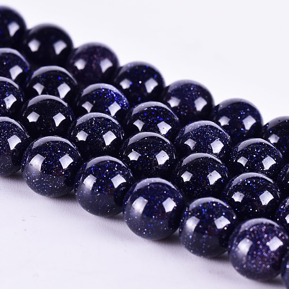 Asingeloo Natural Stone Beads Crystal Energy Stone Healing Power for Jewelry Making DIY Handmade Crafts (10mm, Blue Sand Stone)