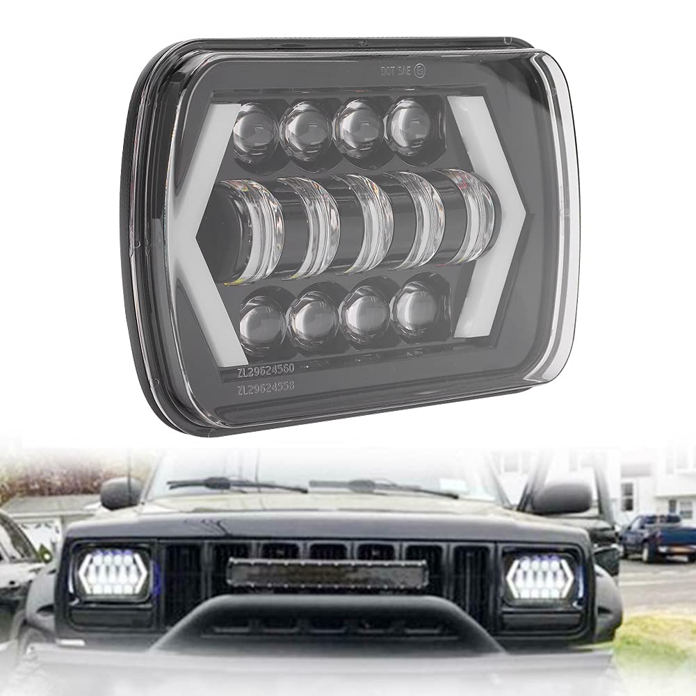 Qiilu 210W 6000K 21000LM H4 Phare LED IP67 Phare adapté pour Cherokee XJ 12 24V Kits de Conversion D'éclairage Automobile Température de Couleur de Vue