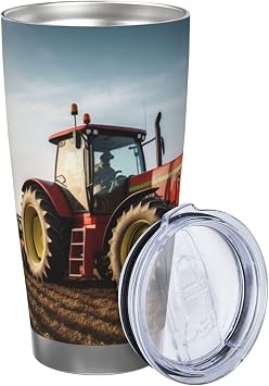 Tumbler 20oz Tractor farm Travel Coffee Mug Insulated Stainless Steel Double Wall Tumbler for Hot & Cold Drinks Reusable Drink Thermos Cup Iced Tea Mug Gifts for Women Men