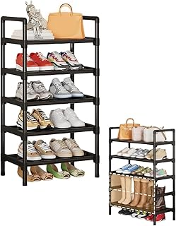 DIYシューズラック スリム 靴箱 靴棚 靴収納 靴置き 下駄箱 金属製 おしゃれ 縦長 省スペース 組み立て式 狭い 玄関 廊下 アパート用 クローゼット 靴入れ 多機能 5段 幅45cm