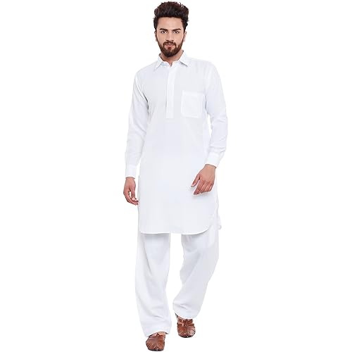 Sojanya (Since 1958, Men's Cotton Blend Pathani Kurta & Salwar SET
