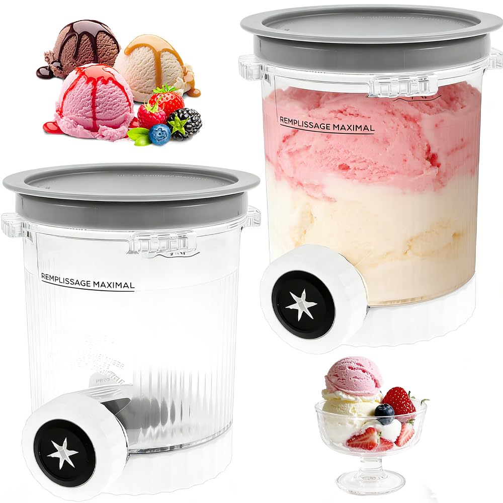 2 Stück Creami Behälter für Swirl, Creami Swirl Kompatibel mit NC700 NC701Eu Serie, Becher Eismaschine Zubehör 500ml Bpa-Frei und Spülmaschinenfest（Grau）