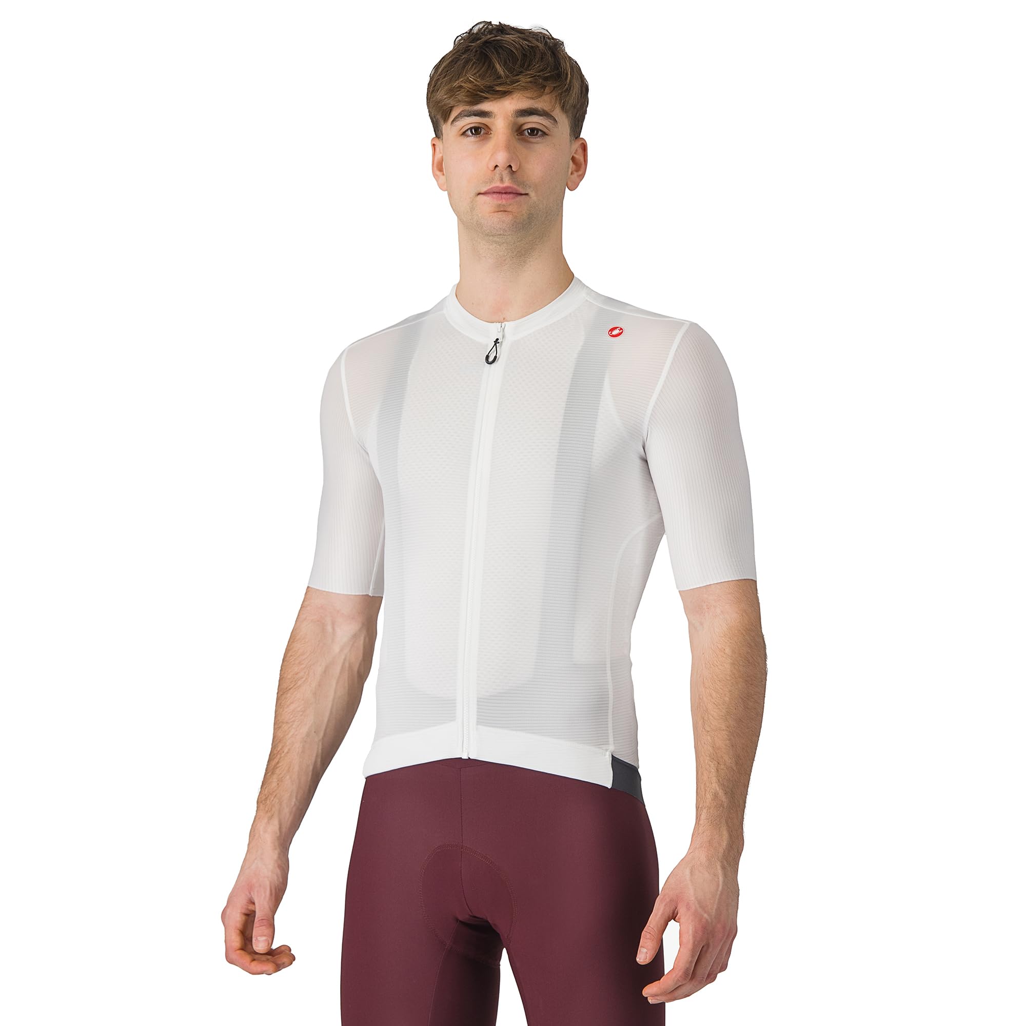 CASTELLI Men’s Espresso Jersey, Quarter Length Sleeve with Breathable Stretch Fabric for Gravel, Cycling & Road Biking - Ivory/Dark Gray - Large