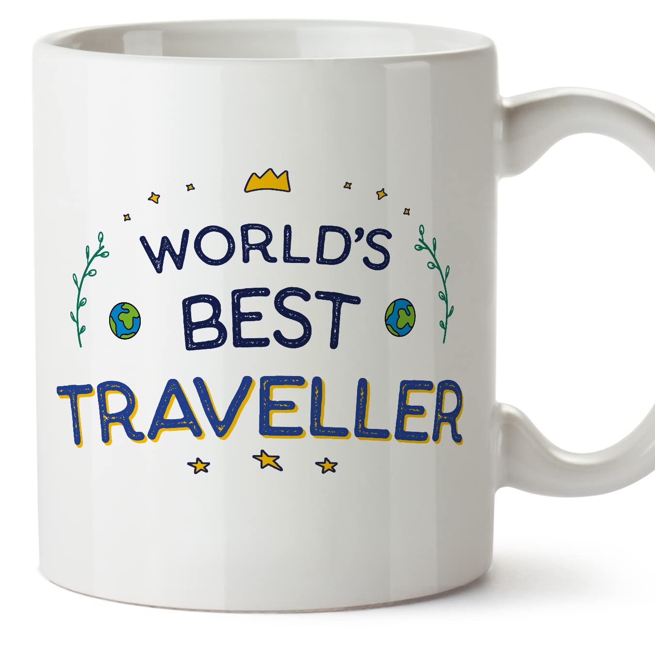 MUGFFINS Traveller Mug - in English - World's Best - Funny Gift for Colleagues - Ceramic 11oz Mug