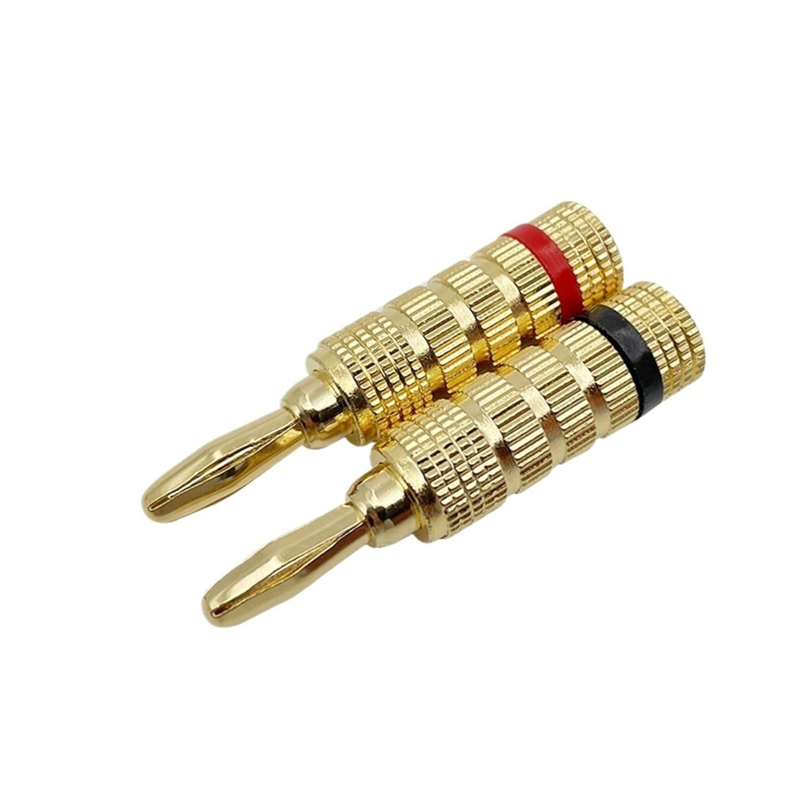 8 pièces/4 Paires fiche Banane 24K plaqué Or cuivre 4mm connecteur Banane mâle Haut-Parleur Prise Noir Rouge(8 Red)