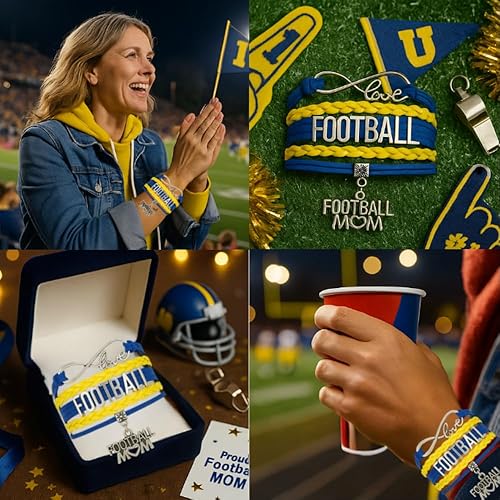 Miniatura 2 de Sportybella Pulsera de fútbol para mamá, pulsera de fútbol para mamá, pulsera de fútbol para madres de fútbol americano