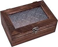 Amedoo Vintage Wooden Storage Box with Glass Lid - Small Keepsake Jewelry Trinket Box for Home Decor & Gifts