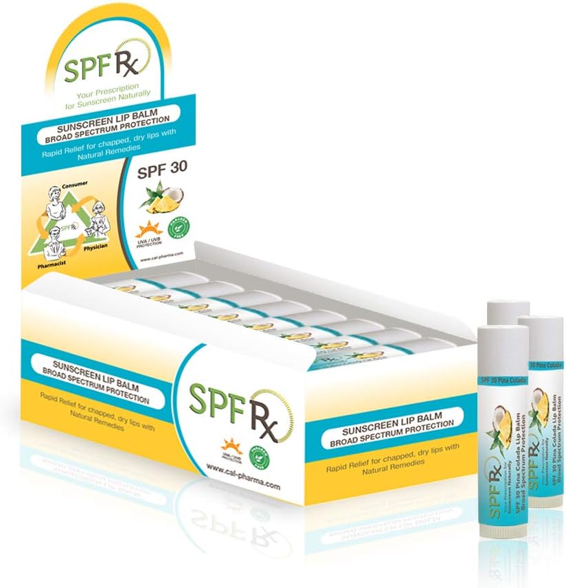 New! Organic Pina Colada Lip Balm with SPF 30 Sunscreen and Vitamin E - for Highly Protective Natural Moisturizing Chap-Free Balm (0.15 oz - 24 pack, Pina Colada)