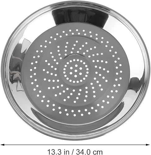 Miniatura 3 de Yardwe Plato para cocinar al vapor de acero inoxidable con agujeros, estante de 13.4 in para cocinar, perfecto para albóndigas, tamales y verduras