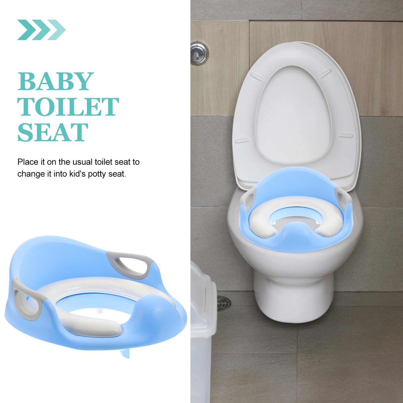 Sedile Riduttore Wc, Cuscino in PU Blu, Manici Grandi Antiscivolo, Aiuta Vasino e L’Autonomia in Bagno
