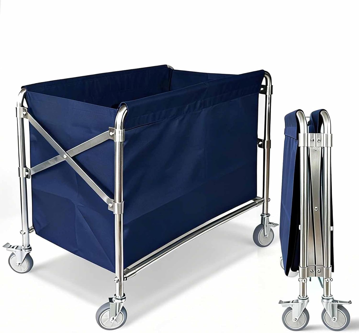 Industrial Laundry Cart with Wheel 12 Bushel (400l) Commercial Collapsible Laundry Hamper Large Heavy Duty Rolling Basket Waterproof Laundry Trucks for Home Organizer Storage