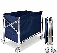 Vista 5 de Carrito de lavandería industrial con rueda, 12 bushel (400 litros), plegable comercial, cesta de lavandería grande, resistente, impermeable