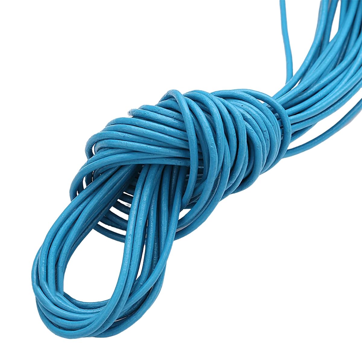 Cuerda de cuero fina de 1 mm azul, flexible para abalorios y manualidades