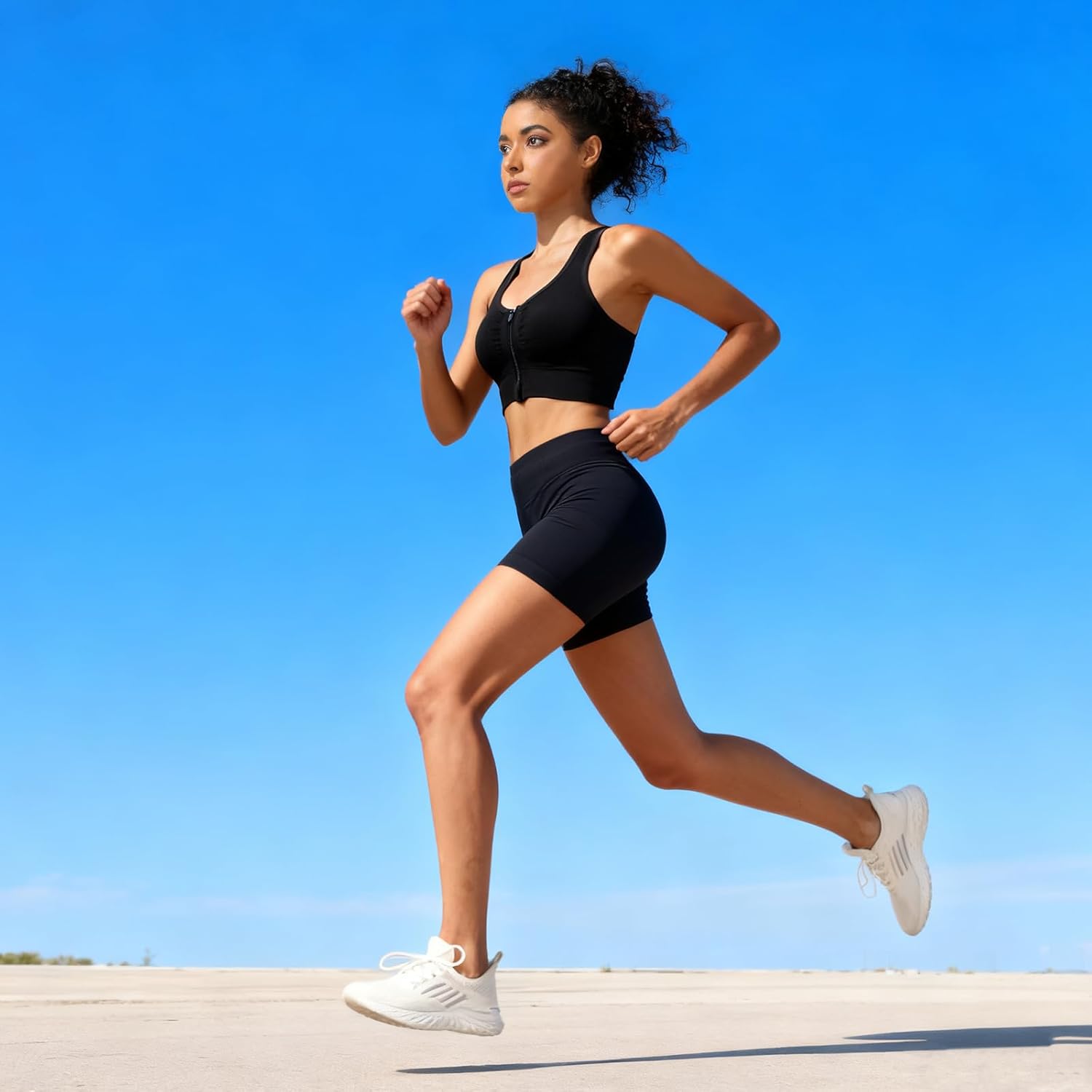 Zip Front Sports Bra for Women - Medium Support Racerback Workout Bra with Removable Pads & Double Hooks - Image 7