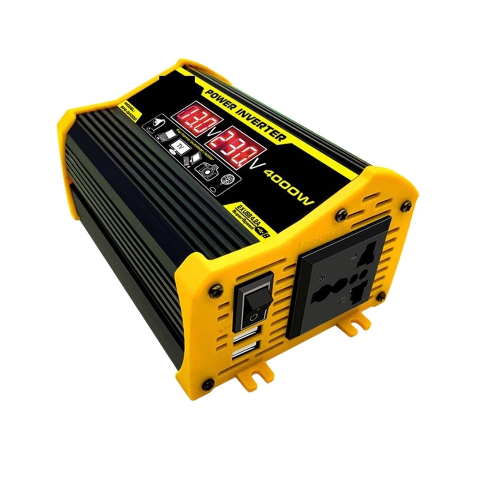 CUDTAPI 4000W/8000W Pure Sine Wave Inverter 12V/24V 110/220 Portable Power Bank Converter Solar Inverter Solar Car Converter(H4000W,Onecolor)