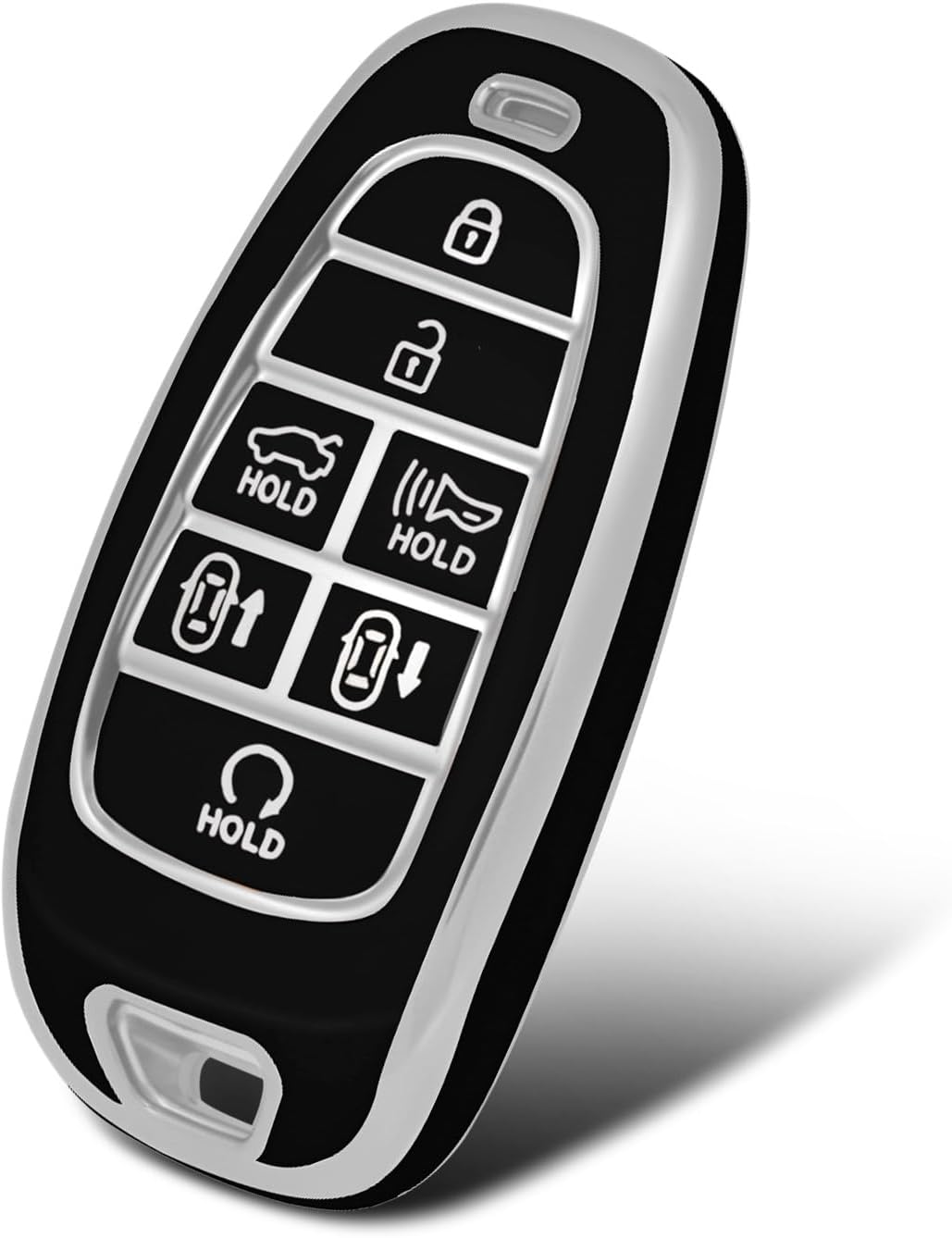 Full Protection Key Case Compatible with Hyundai(Silver-Black)
