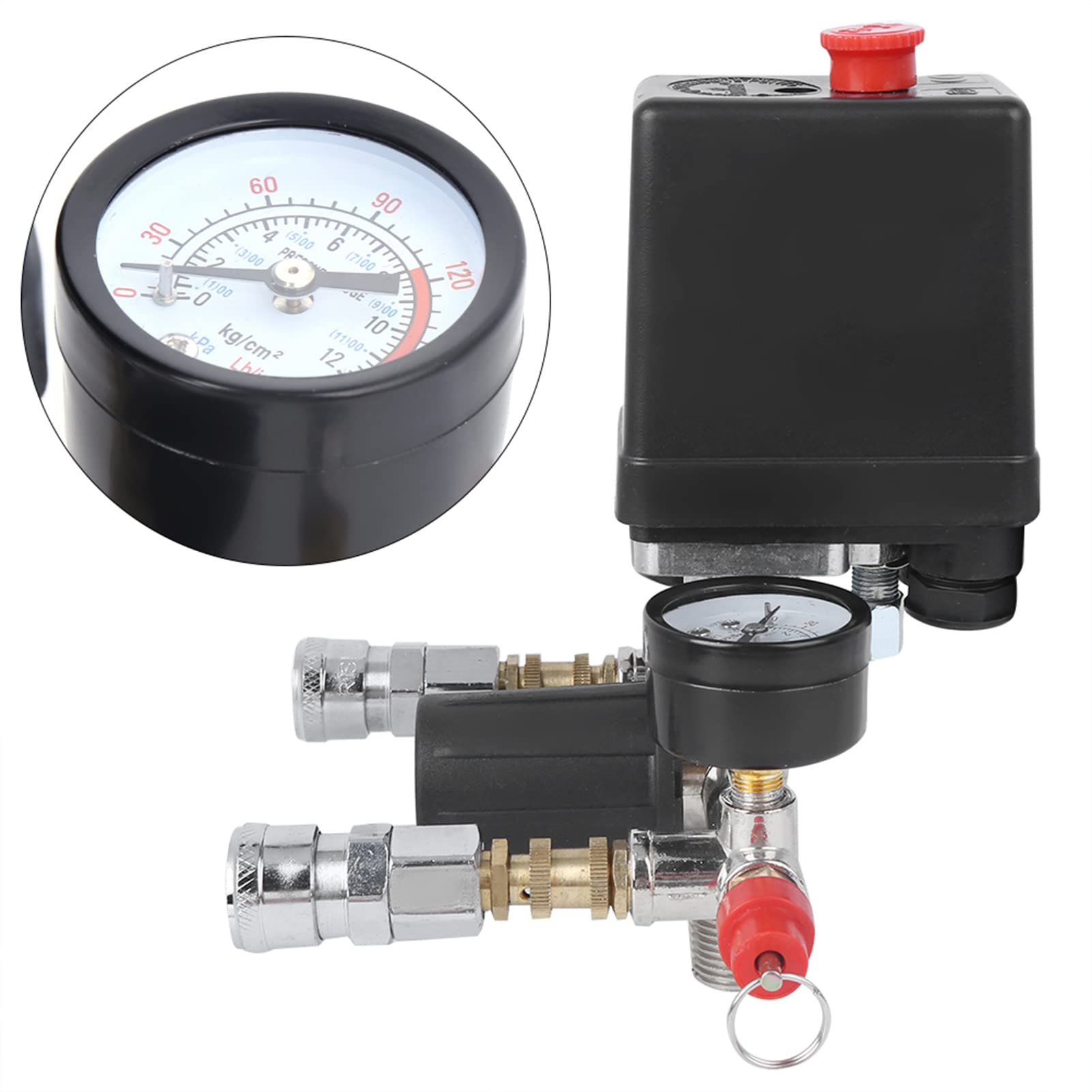 Gruppo Staffa per Compressore Aria con Pressostato Regolatore Manometro Accessori Pompa di Ricambio