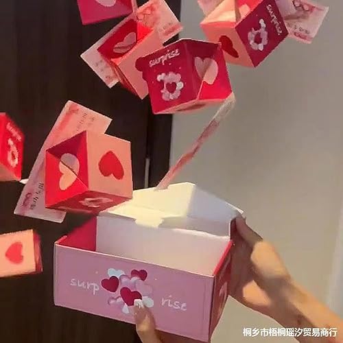 Miniatura 7 de Neioaas Cajas de regalo sorpresa caja de regalo emergente para dinero y cumpleaños, caja de regalo única de Navidad plegable con sobre rojo, cajas