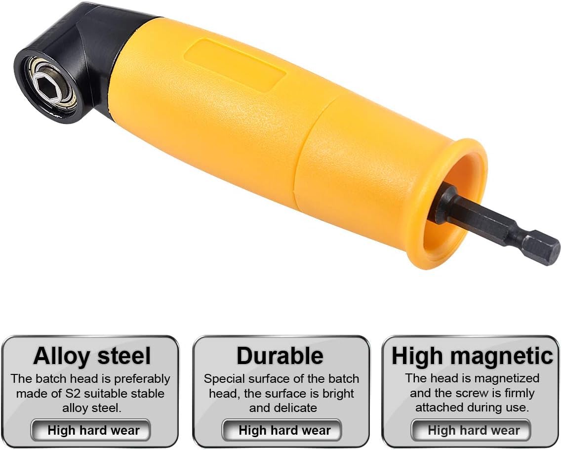 Taladro de Ángulo Recto, 90 Grados de Ángulo Recto Conductor de Extensión de Potencia Destornillador Taladro Accesorio 1/4 Pulgadas Hexagonal Socket Destornillador Titular Adaptador