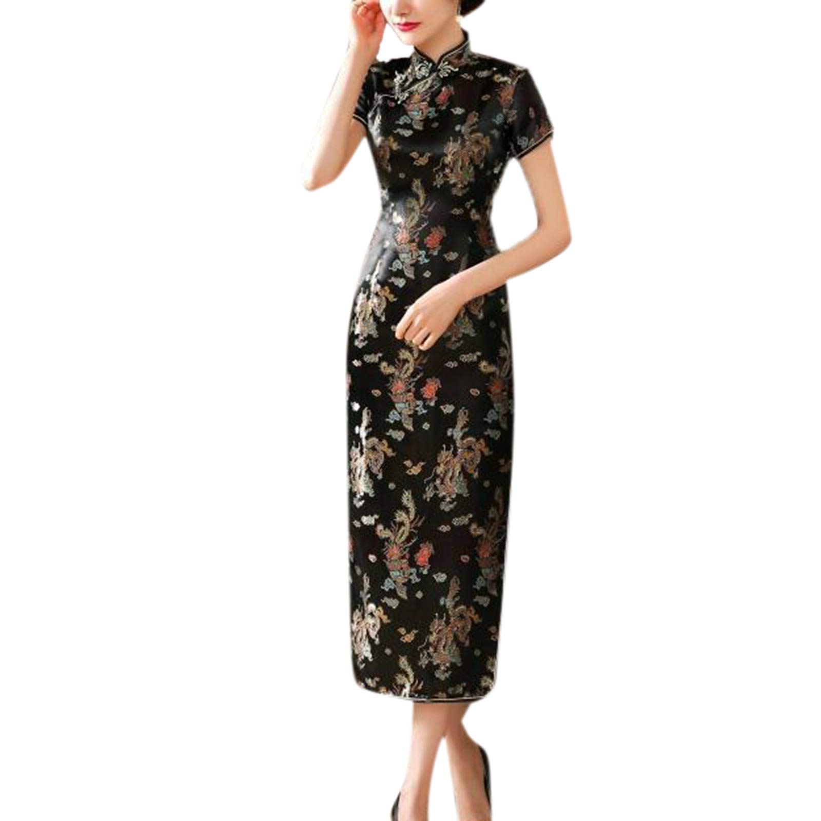 Keephen Women's 2 Style Cheongsam Long Retro Qipao - Standing Collar Slim Chinese Wedding Dress