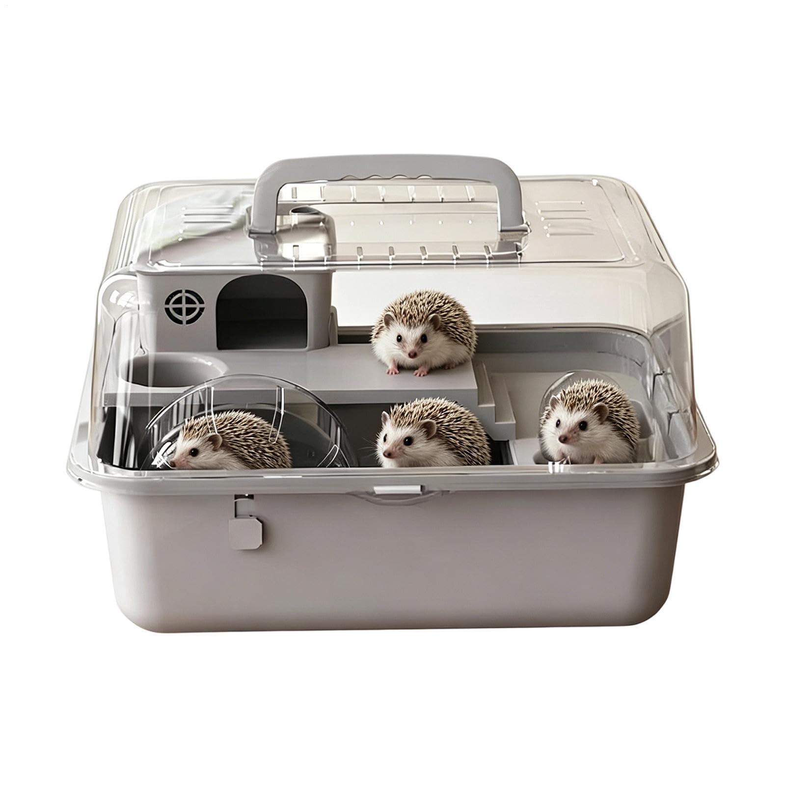 Habitat hamster anti-projection avec bac à litière de 30 cm