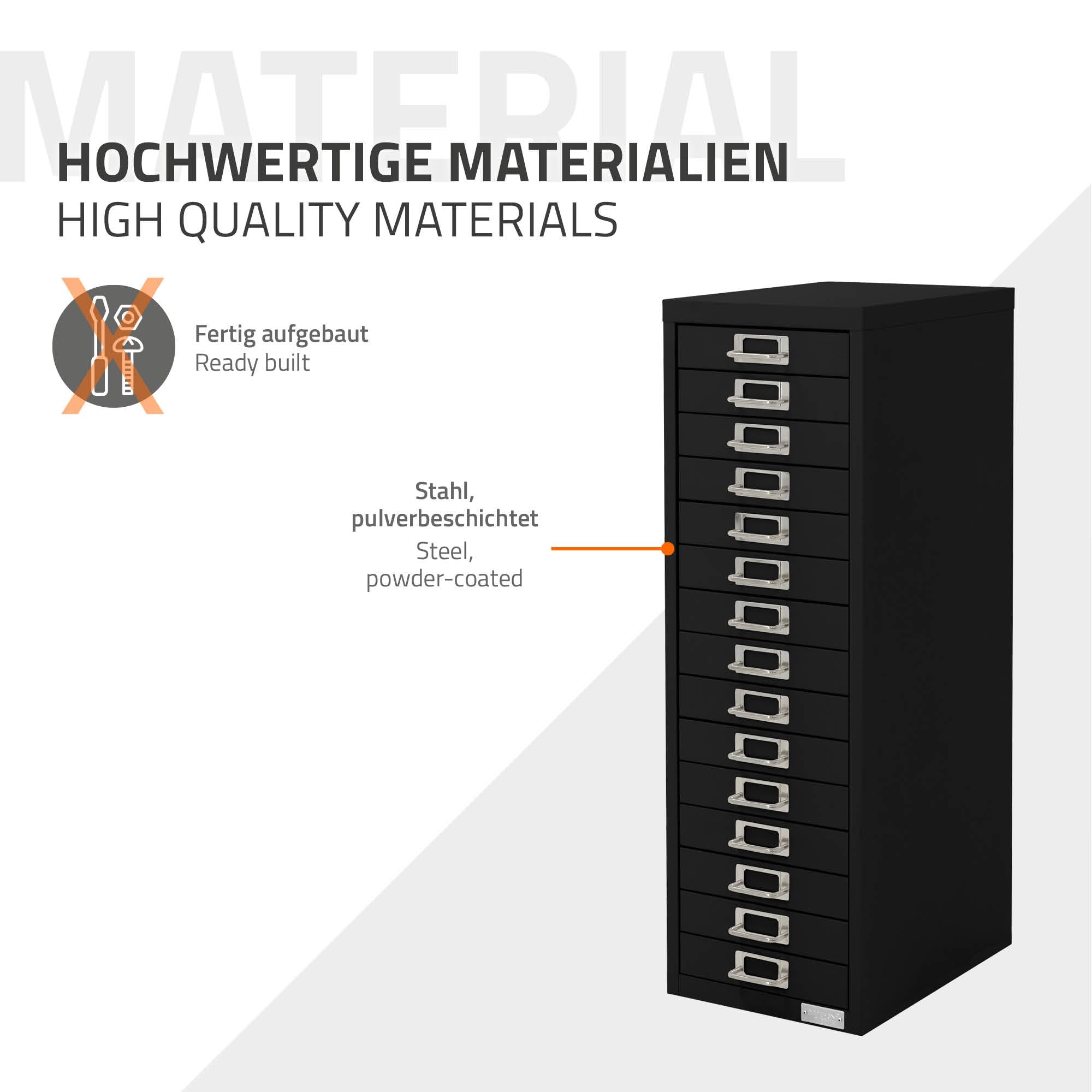ML-Design Armadio per Archiviazione con 15 Cassetti 28x38x87 cm Nero Cassettiera in Metallo per DIN A4 Schedario per Ufficio con Portaetichette Armadietto in Acciaio Portautensili Portaoggetti