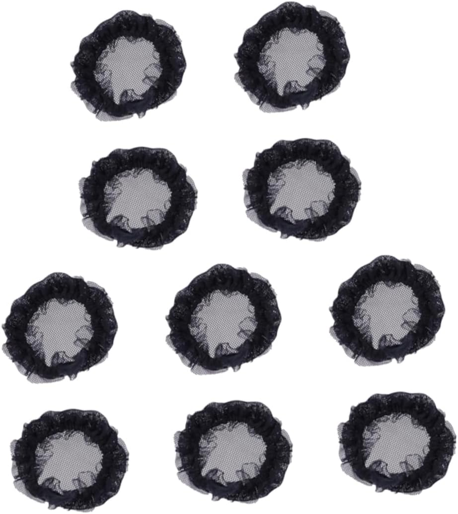 BESTYASH 10pcs Invisible Hair Nets for Ballet Dance Delicate Hair Bun Covers Elegant Headdress for Women for Dance Parties and Special Occasions Black