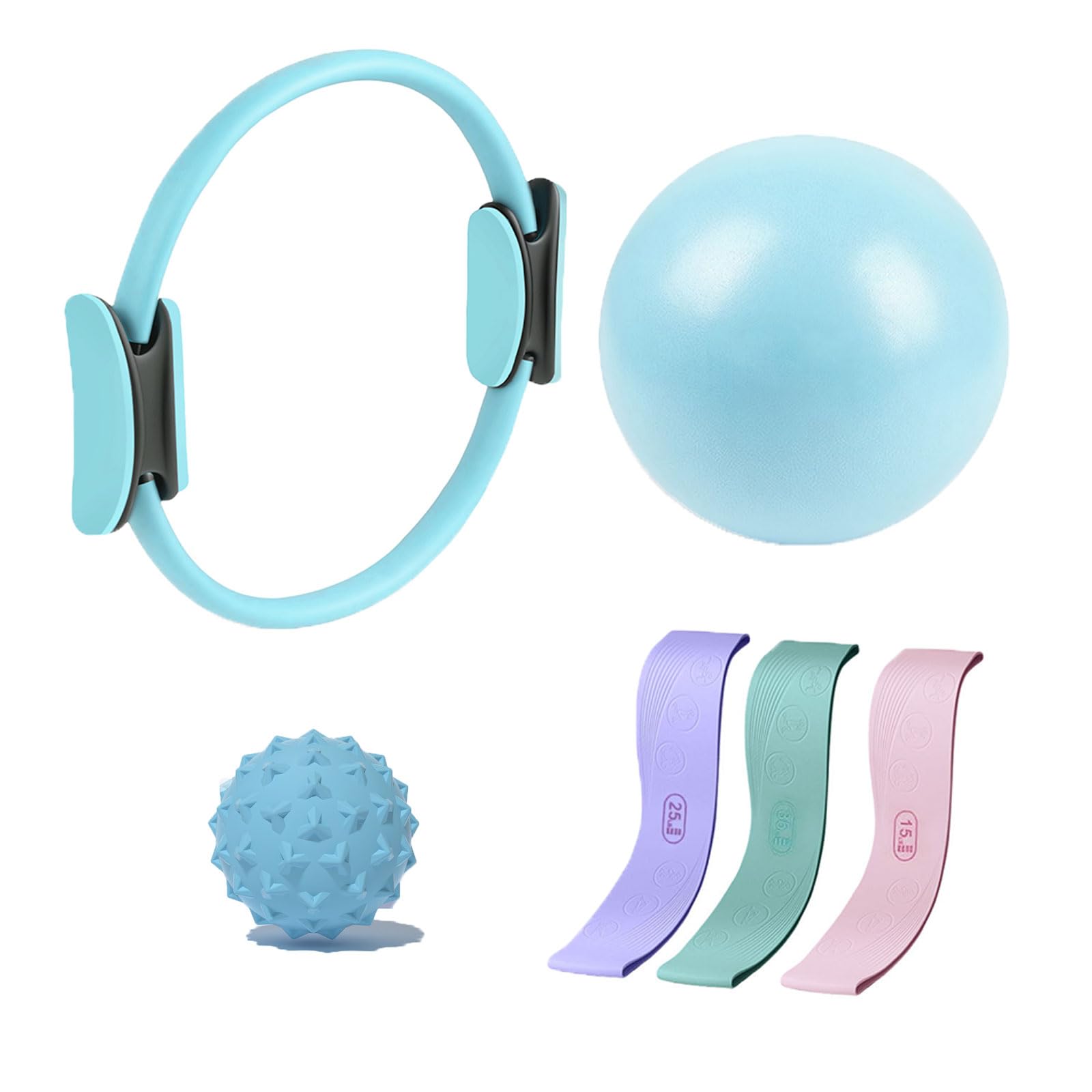 Generico Pilates Ring Set, 14" Magic Circle, Resistance Bands, Soft Pilates Ball, Yoga Massage Ball, Home Workout Equipment for Women & Beginners to Tone, Flexibility & Core Strength